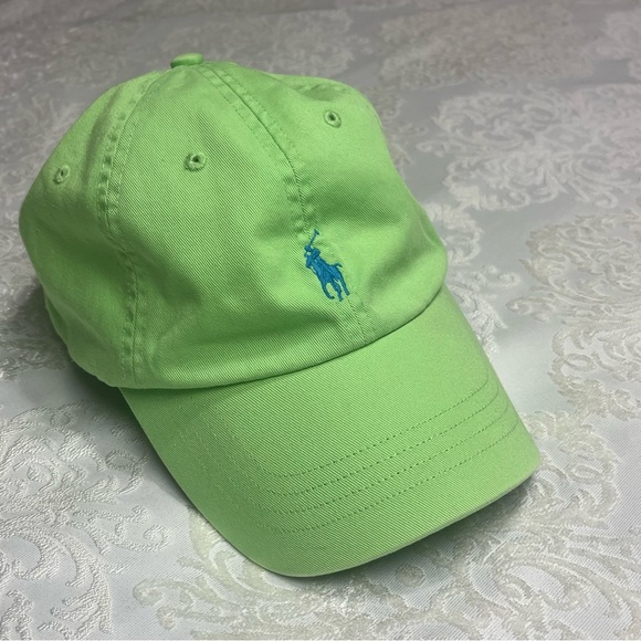 Polo Ralph Lauren Baseball Cap Lime Green With Blue Polo Horse OS - Picture 1 of 12